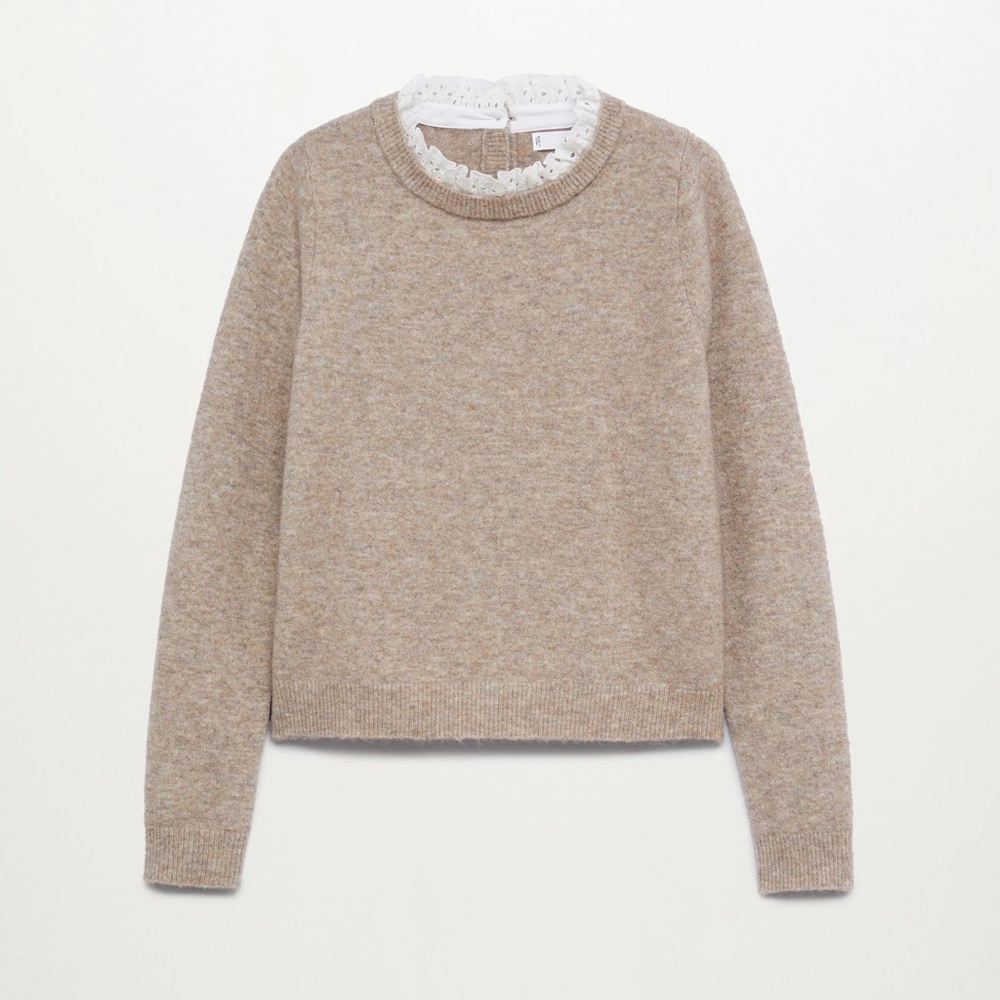 Mango Wool Blend Sweater w Collar Detail